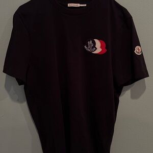 Moncler Black Tee with Logo Accents
